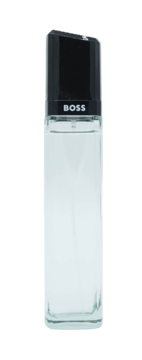 Woda perfumowana Hugo Boss Boss Woman w przezroczystej butelce z czarną nakrętką, widok z przodu.