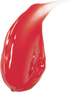 Błyszcząca, czerwonopomarańczowa smuga tintu I’m Meme Lip Silhouette Gloss Tint Neo Scarlet, efekt szklanego połysku.