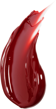 I’m Meme Lip Silhouette Gloss Tint Maximal Red: dynamiczny swatch intensywnej czerwieni z efektem szklanego połysku.