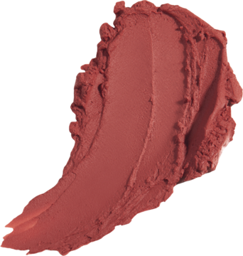 Swatch tintu I'm Meme Lip Silhouette Matte Velvet Tint Retro Peach. Matowy, aksamitny, ciepły rdzawy róż, z fakturą.