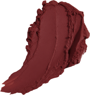 Swatch matowego tintu I’m Meme Lip Silhouette, odcień Preppy Brick, z widoczną aksamitną, kremową teksturą na czarnym tle.