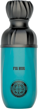 Paris Corner Fig Hug perfumy unisex, turkusowa butelka z rzeźbioną czarną nakrętką i napisem FIG HUG.