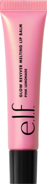 Różowy balsam do ust e.l.f. Glow Reviver Melting Lip Balm Pink Lemonade w tubce z czarną zakrętką, pionowe ujęcie.