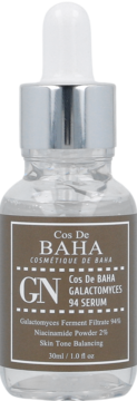 Cos De BAHA GN Galactomyces 94 Serum 30ml, przezroczysta butelka z pipetą, brązowa etykieta, widok z przodu.