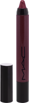 MAC błyszcząca kredka do ust w odcieniu burgunda, widok z przodu, z odsłoniętą końcówką i zdjętą nasadką.
