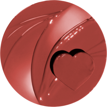 Kaja Heart Melter Hunny Bun: nawilżający błyszczyk w sztyfcie, błyszczące czerwone serce na fakturowanej powierzchni.