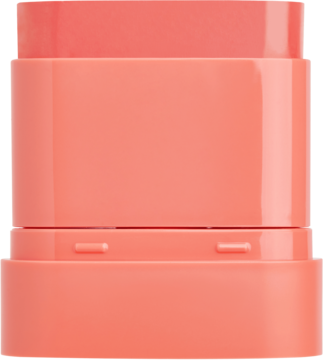 Nawilżający balsam Kaja Dewy Bar Peach Cobbler do policzków i ust, otwarty sztyft w brzoskwiniowym kolorze.