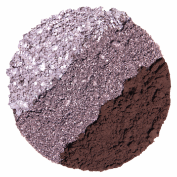 Kaja Beauty Bento trio cieni Taro Bubble Tea. Okrągły kompakt z trzema cieniami: jasny lila perłowy, matowy taupe i głęboki brąz.