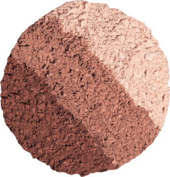 Kaja Beauty Bento trio cieni do powiek, Velvet Dream. Okrągły kształt z trzema paskami brązowych pudrowych odcieni.