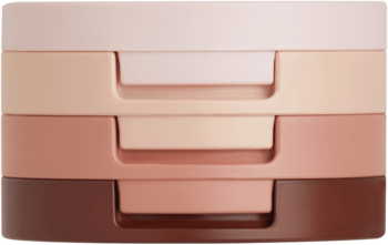 Kaja Beauty Bento Trio cieni do powiek, Velvet Dream. Stos trzech beżowo-brązowych paletek, od jasnej do ciemnej.