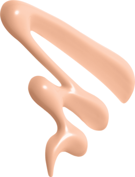 Zbliżenie na kremowy swatch matującego podkładu do twarzy w odcieniu jasnego beżu, tworzący faliste smugi.