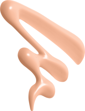 Zbliżenie na falistą smugę jasnobeżowego podkładu do twarzy o miękkim matowym wykończeniu.