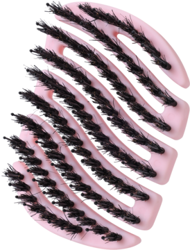 Mini szczotka MILA Pocket Sister Young, różowa, z naturalnym włosiem dzika i nylonowymi szpilkami, widok z góry.