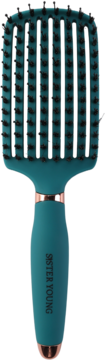 Ovia Sister Young profesjonalna szczotka do włosów z włosiem dzika, tealowa, wentylowana, napis 'SISTER YOUNG'.