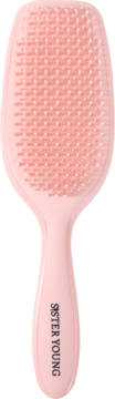 Różowa szczotka AYLA Sister Young, przód, z elastycznymi ząbkami, do rozczesywania i masek.