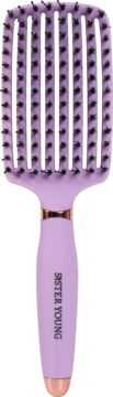 Fioletowa wentylowana szczotka do włosów Ovia Sister Young z włosiem dzika i nylonowymi szpilkami, widok z przodu.