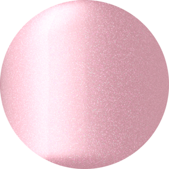 Lakier MAKE-UP NAIL, okrągła próbka w delikatnym, półtransparentnym różu z połyskiem.