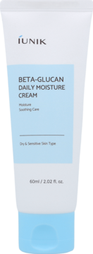 iUNIK Beta-Glucan Daily Moisture Cream. Biała tubka z błękitnymi akcentami, 60ml. Krem do skóry suchej.