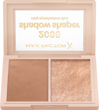 Otwarta beżowa paleta cieni 2000 Calorie Shadow Shaper: matowy brąz i błyszczący odcień do modelowania.