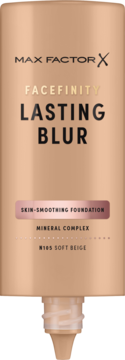 Matujący podkład Max Factor Facefinity Lasting Blur w beżowej tubce, odcień N145 Soft Beige, widok z przodu.