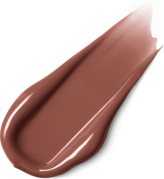 Rimmel Slip Stick 3w1 nawilżający olejek do ust. Próbka brązowo-różowego koloru z lśniącym wykończeniem na czarnym tle.