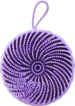 Ewa Schmitt masażer Circle SILI CLEAN&CARE, fioletowy, okrągły, silikonowy ze spiralnymi wypustkami, z pętelką.