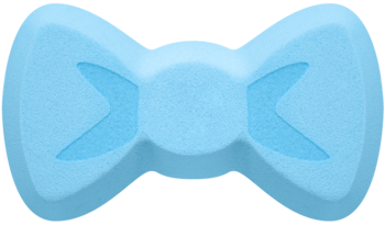 Niebieska gąbeczka do makijażu NYX Maggie Simpson Bow. Miękka, wegańska, w kształcie kokardki, z przodu.