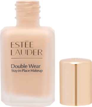 Matujący podkład Estée Lauder Double Wear w matowej szklanej butelce z otwartą złotą zakrętką, kolor Fresco.