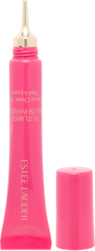 Estée Lauder Futurist Blushmaker, rozświetlający róż w różowej tubce z otwartą precyzyjną końcówką, obok nakrętka.