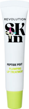 Revolution Skin Peptide Pout: Plumping Lip Treatment w białej tubce z zielonym dołem, widok z przodu.