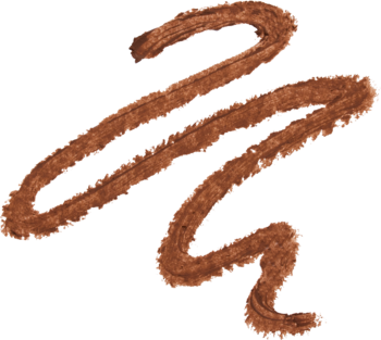 Kremowa, brązowa smuga peptydowej konturówki do ust z efektem blur; test koloru na ciemnym tle.