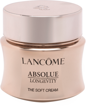 Słoik luksusowego kremu do twarzy Lancôme Absolue The Soft Cream, różowo-złoty, błyszczący, z przodu.