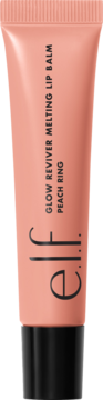 Balsam e.l.f. Glow Reviver Melting Peach Ring w łososiowej tubce, widok z przodu, czarna nakrętka.