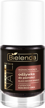 Bielenda PRO CARE wzmacniająca odżywka do paznokci Black Brown Sparkle z efektem kociego oka, widok z przodu.