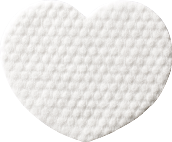 Biały płatek oczyszczający EDIT.B Joyfull Heart, serce z kropkowaną fakturą, dwustronny, do makijażu i złuszczania.