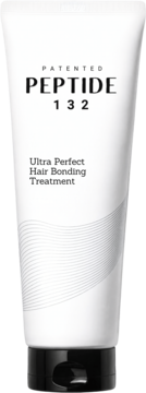Biała tubka odżywki Cosrx Peptide 132 Ultra Perfect Hair Bonding Treatment z czarną nakrętką, widok z przodu.
