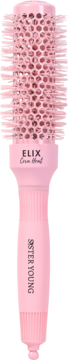 Różowa, okrągła szczotka ELIX Cera Heat 32 mm do modelowania włosów, ceramiczna, z wentylowanym korpusem.