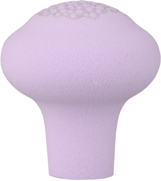 Liliowy stempel do sztucznych piegów z porowatą główką. Ergonomiczny aplikator do kosmetyków płynnych i kremowych.