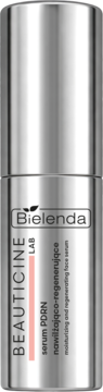 Bielenda Beauticine Lab serum nawilżające i regenerujące PDRN w błyszczącym srebrnym opakowaniu, widok z przodu.
