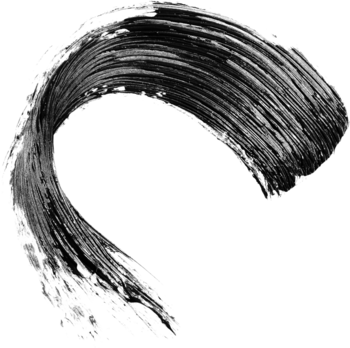 Czarna, gruba smuga tuszu Wrap Lash Tubing Mascara w kształcie łuku, ukazująca włóknistą teksturę.