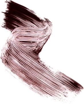 Graficzne ujęcie gęstej smugi wiśniowego tuszu Big Lash Fierce Colour Mascara, z widoczną teksturą włókien.