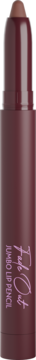 Bordowa kredka do ust w sztyfcie, matowa, z różowawą końcówką, widoczny napis Jumbo Lip Pencil.