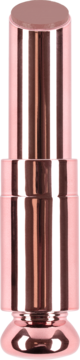 Pomadka do ust w sztyfcie, rose gold, w lśniącej metalicznej obudowie z beżowo-różowym wkładem.