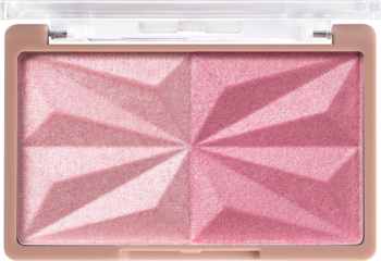 Paleta różów NAM Light Bloom, rozświetlająca. Dwa odcienie: jasny perłowy i ciemniejszy różowy, z geometrycznym wzorem.