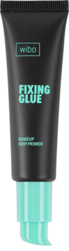 Wibo Fixing Glue Makeup Grip Primer, czarna tuba z turkusową pompką. Żelowa baza wygładza skórę i mocno utrwala.