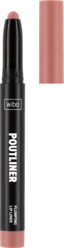 Nude Wibo Poutliner Plumping Lip Liner, czarna konturówka z wysuniętym sztyftem, obok różowa skuwka.