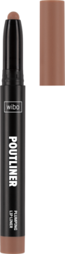Nude brązowa konturówka Wibo Poutliner Plumping Lip Liner otwarta, z widoczną zaokrągloną końcówką.