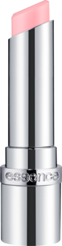 Otwarty, nawilżający balsam essence hydra kiss 02 Cotton Kiss, jasnoróżowy sztyft w srebrnej tubie.