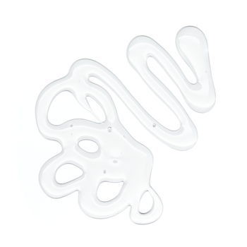 Baza żelowa UV GEL NAIL essence perfect beginning, przezroczysta, lepka smuga żelu na białym tle.