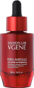 Regenerująca ampułka SALMON:LAB Vgene PDRN, czerwona butelka z kroplomierzem, 30ml, przeciwzmarszczkowa.